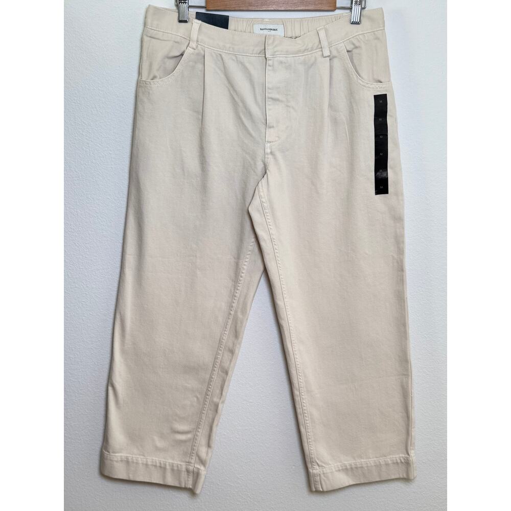 Banana Republic Wide Leg Cropped Jean Cream Medium NWT